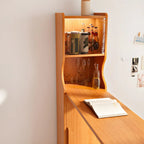 Scandinavian Natural Cherry Wood Storage Bar Tables