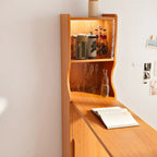 Scandinavian Natural Cherry Wood Storage Bar Tables