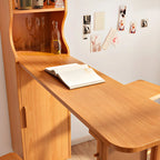 Scandinavian Natural Cherry Wood Storage Bar Tables