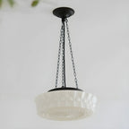 Mini Vintage White Glass Cylinder Chandelier Height  Adjustable