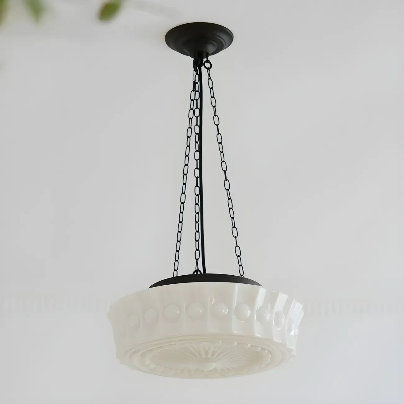 Mini Vintage White Glass Cylinder Chandelier Height  Adjustable