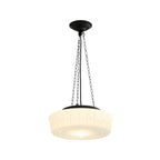 Mini Vintage White Glass Cylinder Chandelier Height  Adjustable