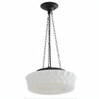 Mini Vintage White Glass Cylinder Chandelier Height  Adjustable