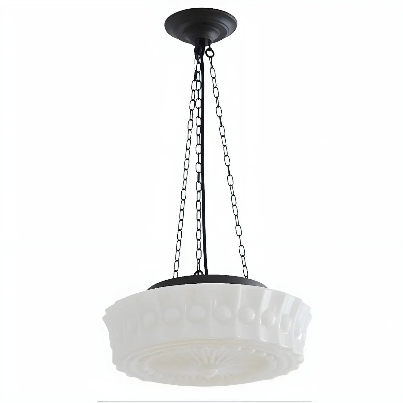 Mini Vintage White Glass Cylinder Chandelier Height  Adjustable