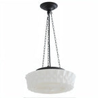 Mini Vintage White Glass Cylinder Chandelier Height  Adjustable
