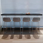 Minimalist Black Wood Clear Base Bar Table for Kitchen Dining