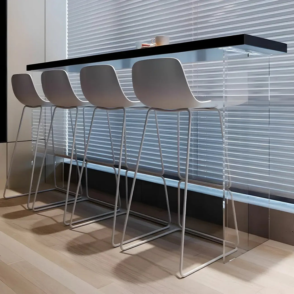 Minimalist Black Wood Clear Base Bar Table for Kitchen Dining