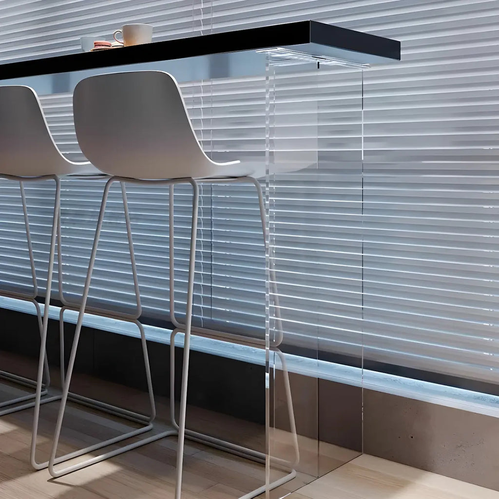 Minimalist Black Wood Clear Base Bar Table for Kitchen Dining