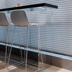 Minimalist Black Wood Clear Base Bar Table for Kitchen Dining