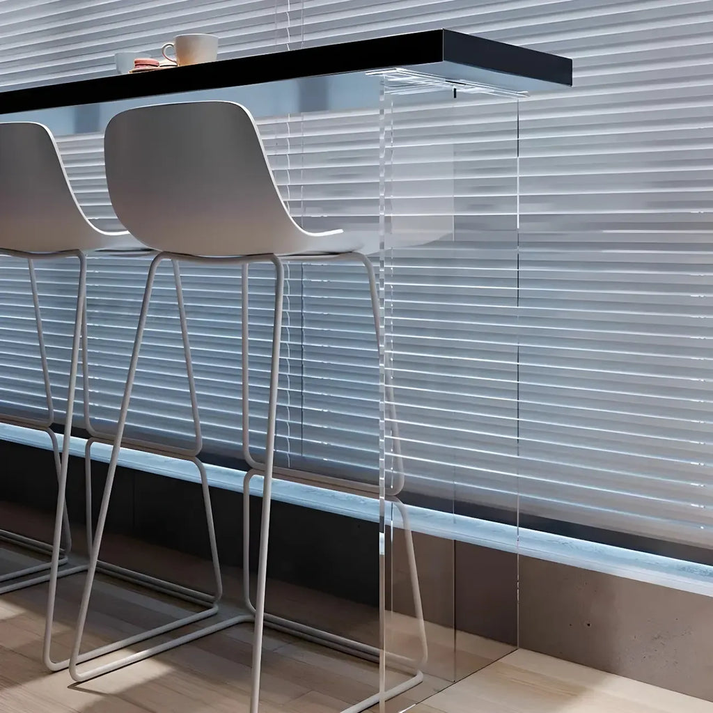 Minimalist Black Wood Clear Base Bar Table for Kitchen Dining