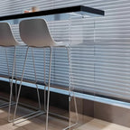 Minimalist Black Wood Clear Base Bar Table for Kitchen Dining