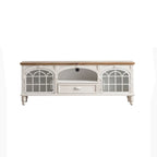 59 French Country Arched White Wood TV Stand with Storage