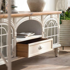 59 French Country Arched White Wood TV Stand with Storage