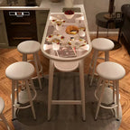 Compact Clear Glass Gold Metal Shelf Free Form Bar Tables