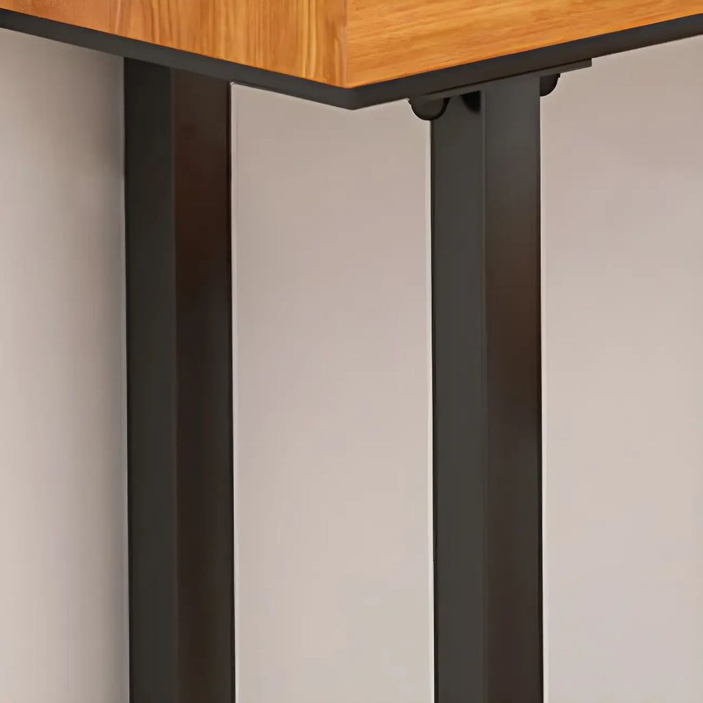 Modern L-Shape Natural Wood Metal Trestle Bar Tables