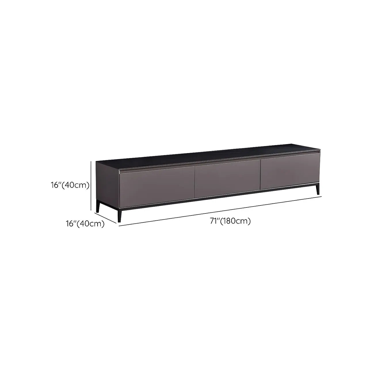 71 Living Room Black Marble Top Enclosed Storage TV Stand