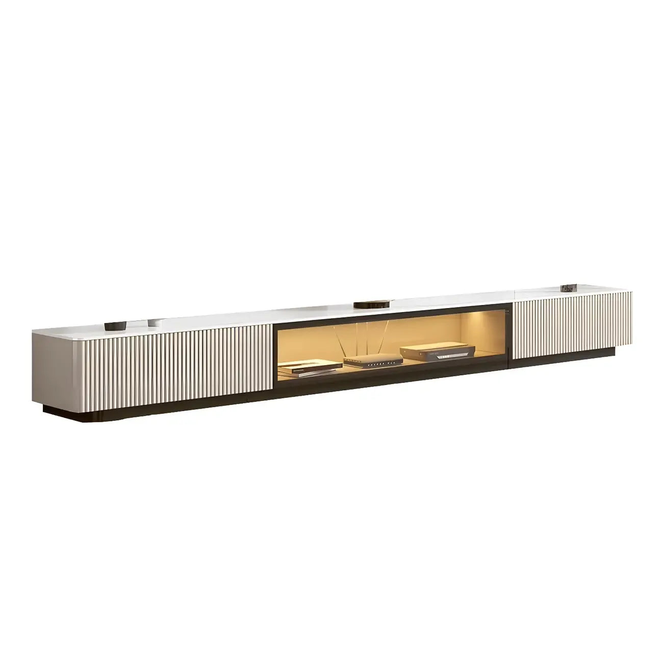 63 Champagne Modern Stone TV Stand with Cable Management