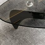 Modern Triangle Glass Coffee Table Wooden Base