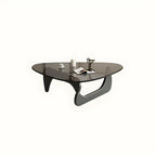 Modern Triangle Glass Coffee Table Wooden Base