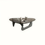 Modern Triangle Glass Coffee Table Wooden Base
