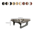 Modern Triangle Glass Coffee Table Wooden Base