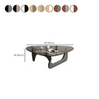 Modern Triangle Glass Coffee Table Wooden Base