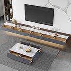 63 Grey Stone Floating Cable Management Drawers TV Stand