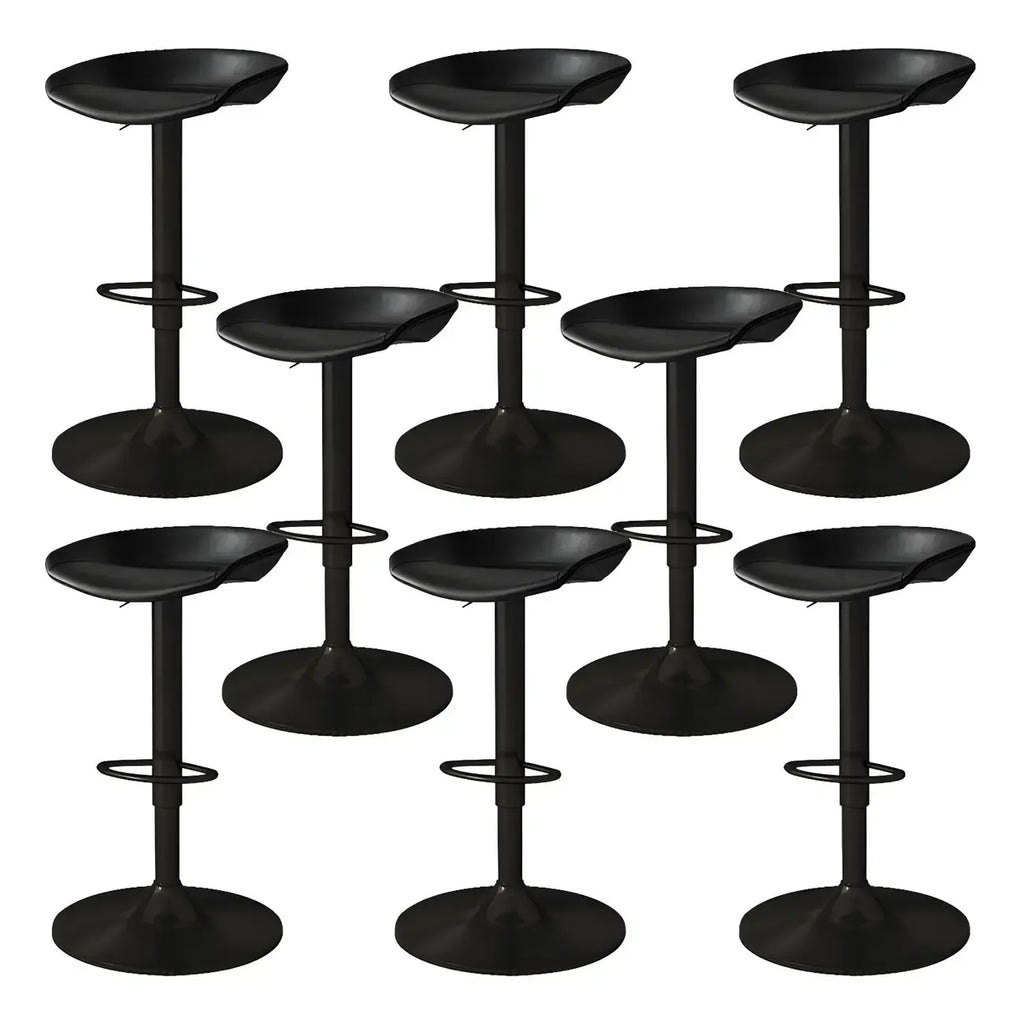 Modern Leather Black Pedestal Swivel Adjustable Bar Stool