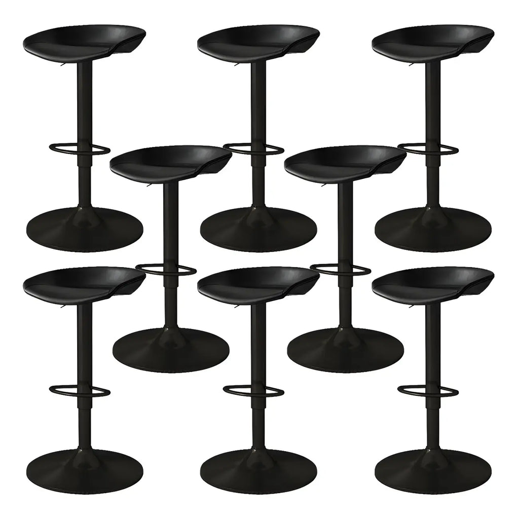 Modern Leather Black Pedestal Swivel Adjustable Bar Stool