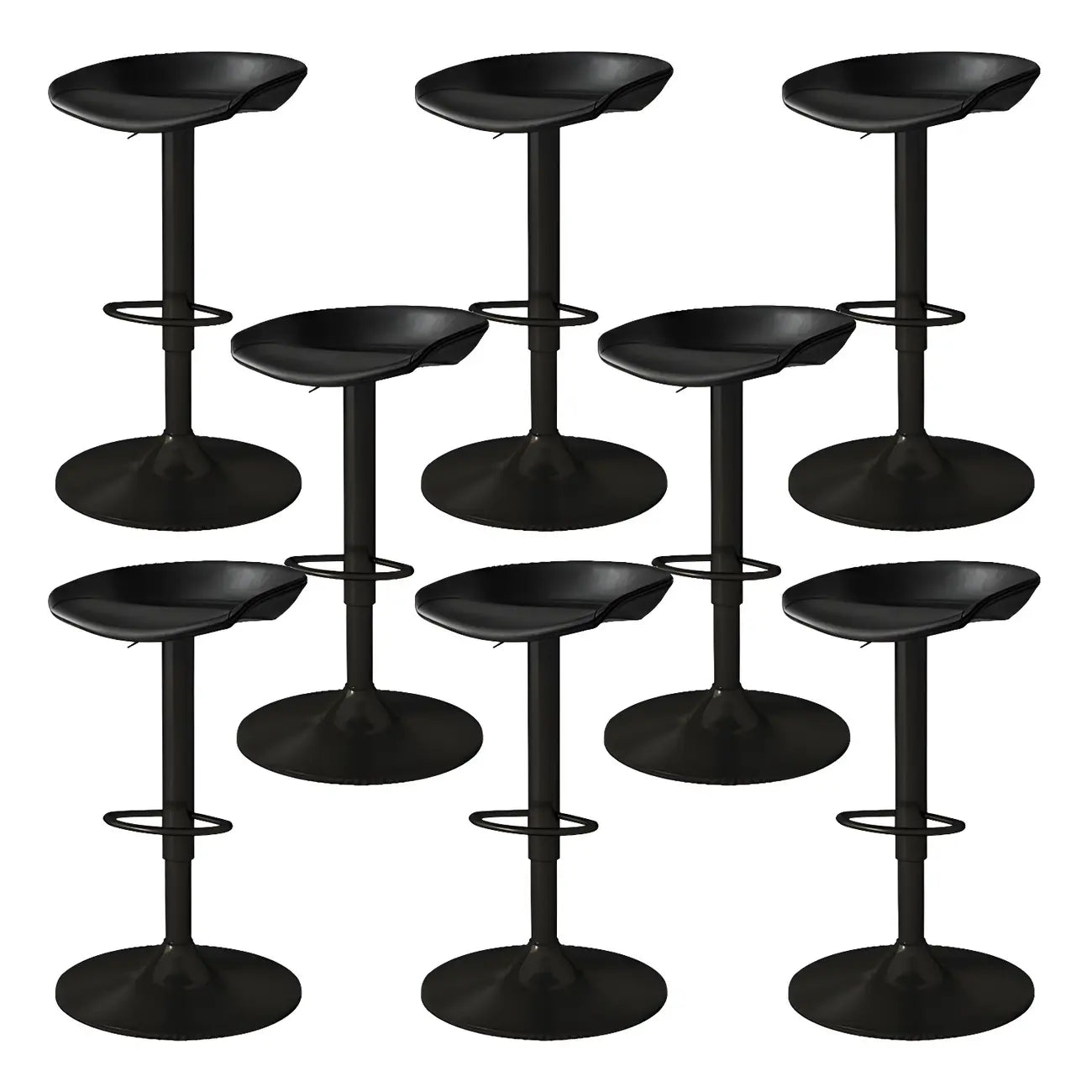 Modern Leather Black Pedestal Swivel Adjustable Bar Stool