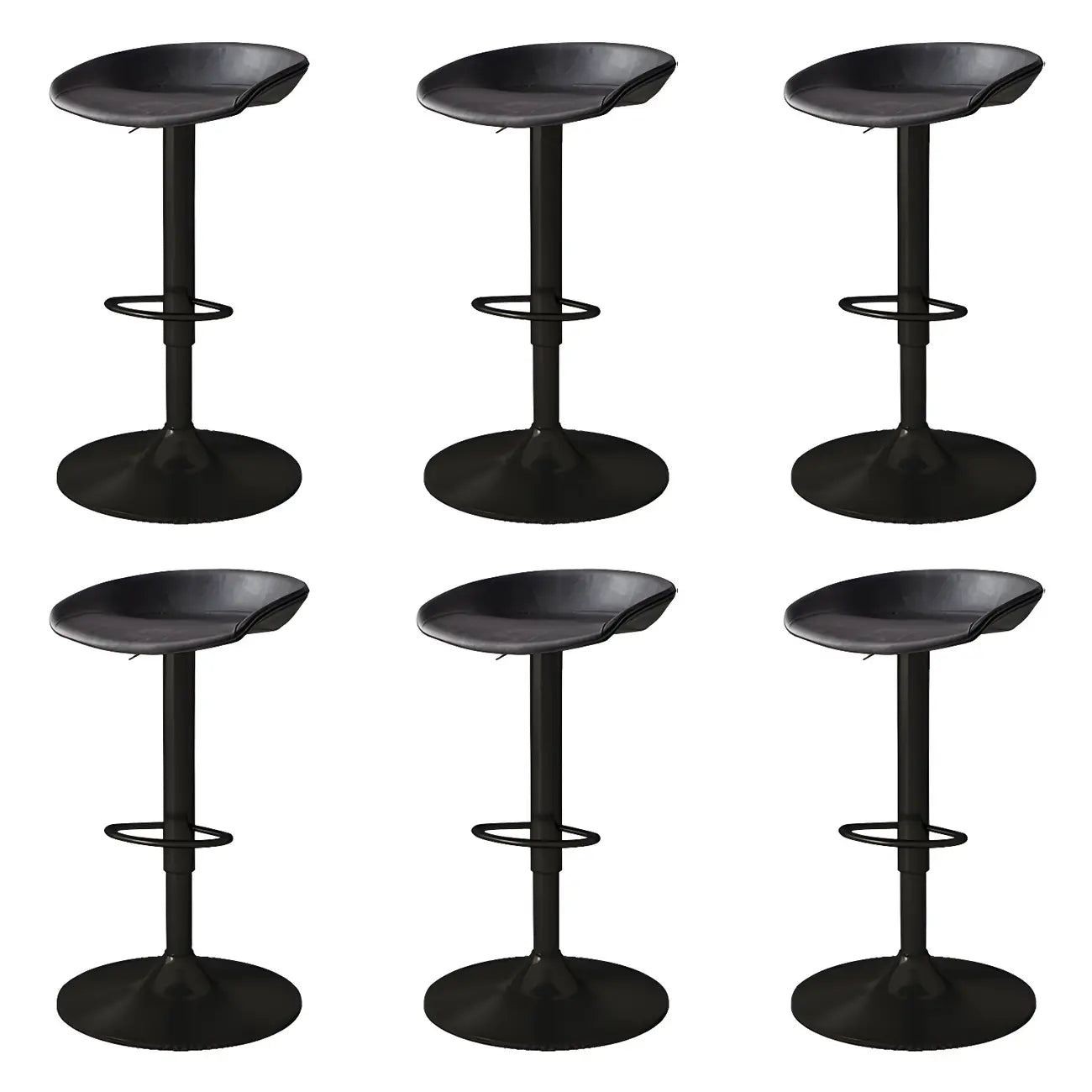 Modern Leather Black Pedestal Swivel Adjustable Bar Stool