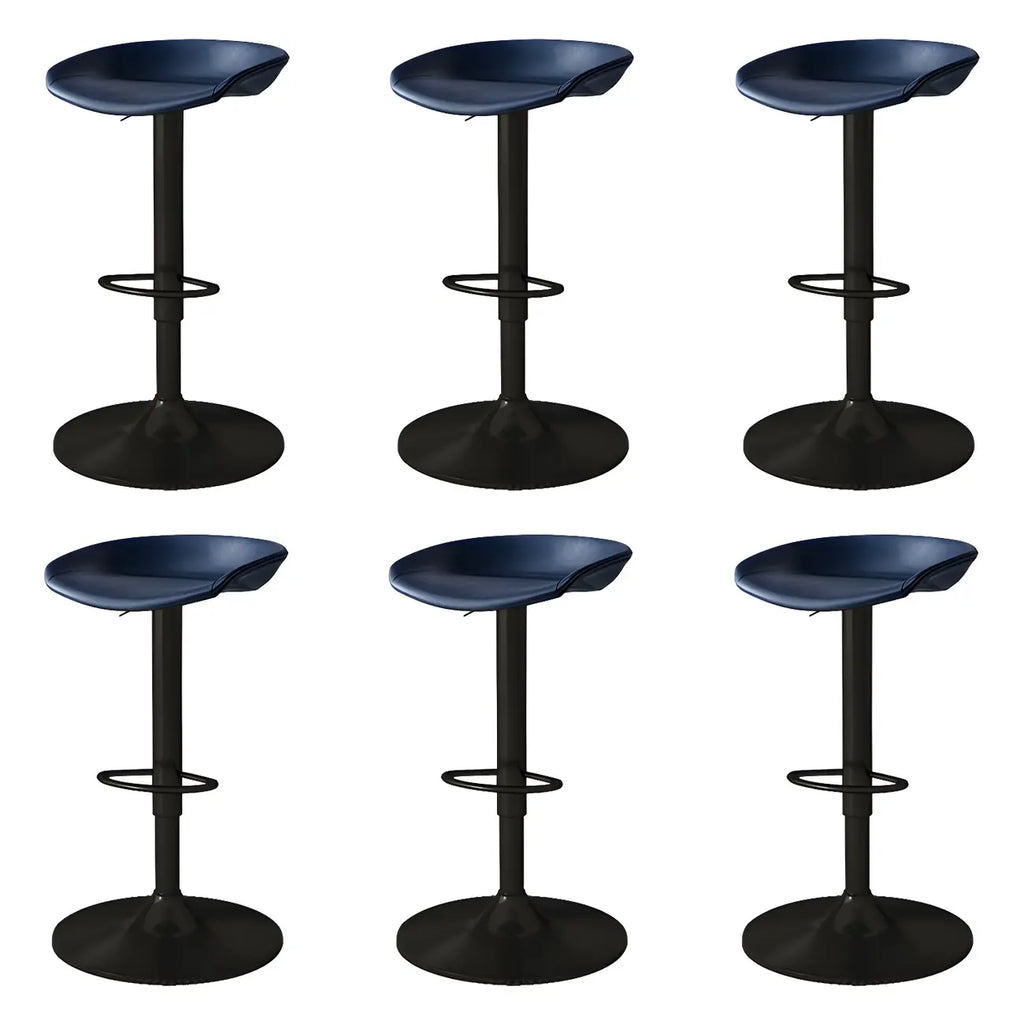 Modern Leather Black Pedestal Swivel Adjustable Bar Stool