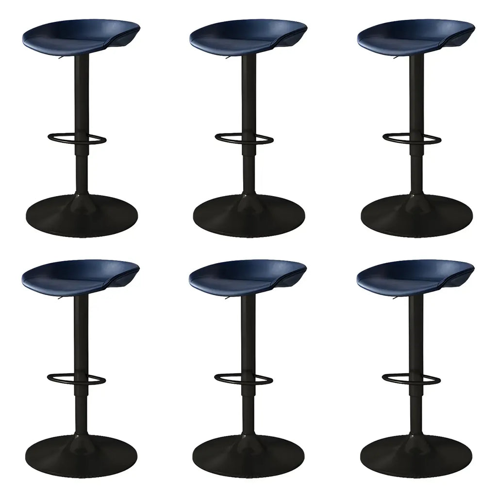 Modern Leather Black Pedestal Swivel Adjustable Bar Stool