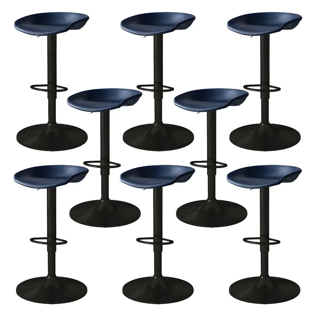 Modern Leather Black Pedestal Swivel Adjustable Bar Stool