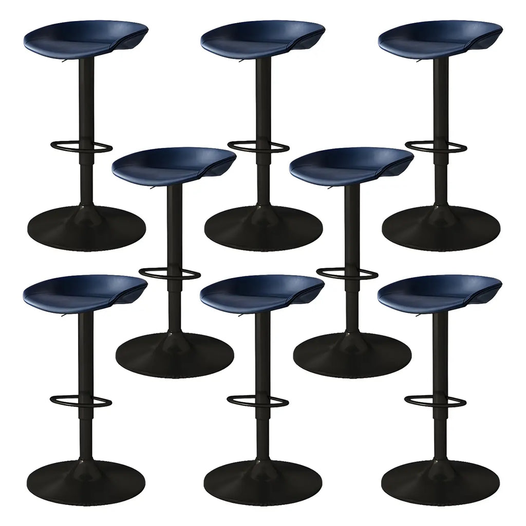 Modern Leather Black Pedestal Swivel Adjustable Bar Stool