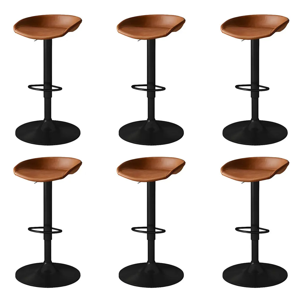 Modern Leather Black Pedestal Swivel Adjustable Bar Stool