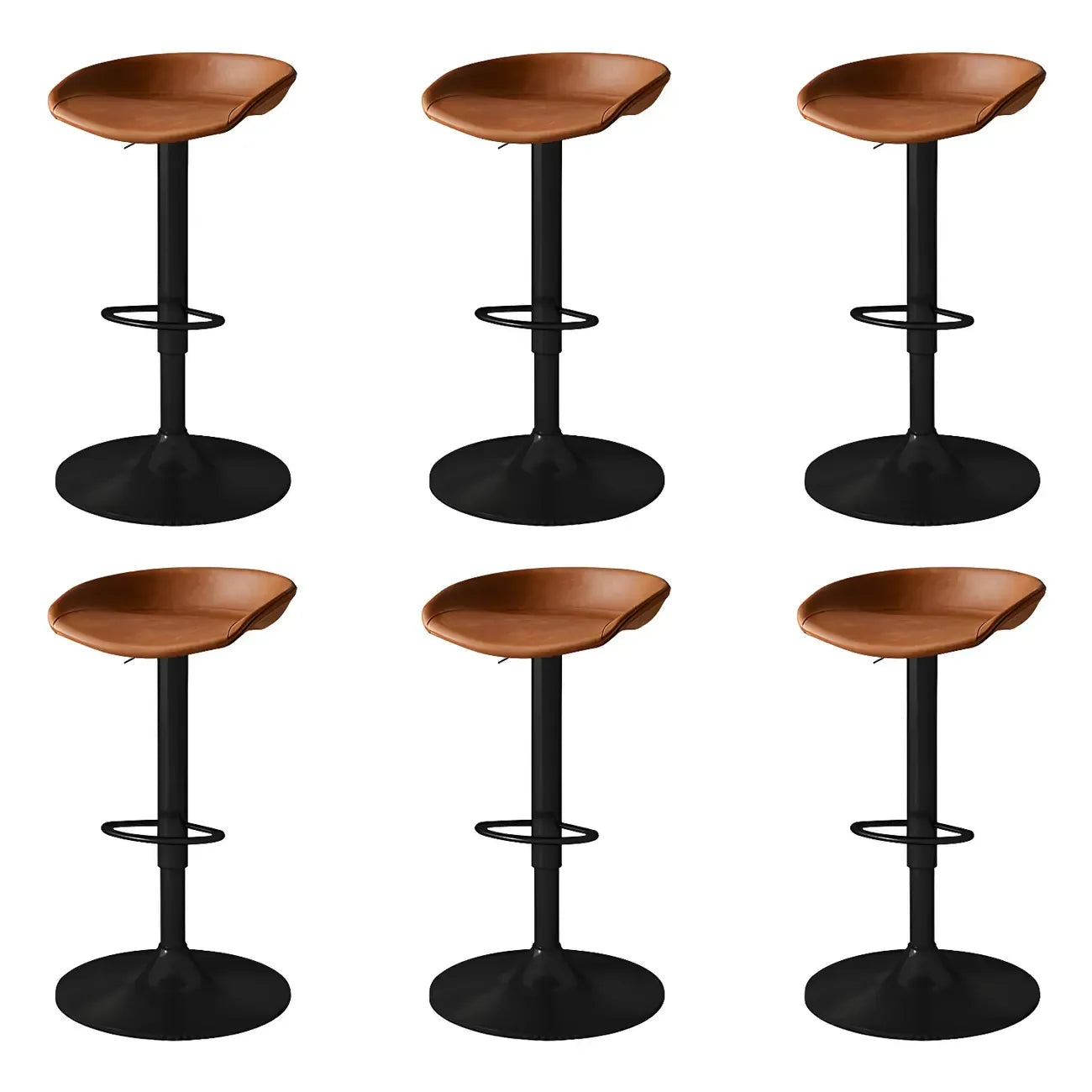 Modern Leather Black Pedestal Swivel Adjustable Bar Stool