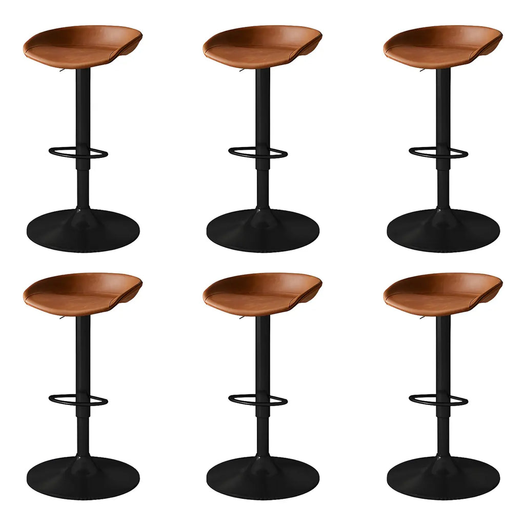 Modern Leather Black Pedestal Swivel Adjustable Bar Stool