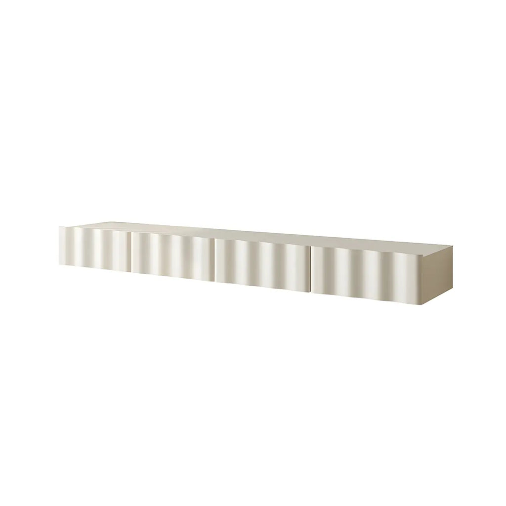 Contemporary White Wood Floating Wave TV Stand with Drawers
