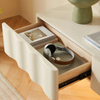 Contemporary White Wood Floating Wave TV Stand with Drawers