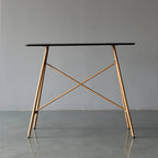Industrial Lightweight Black Wood Wood-Tone Metal Bar Tables