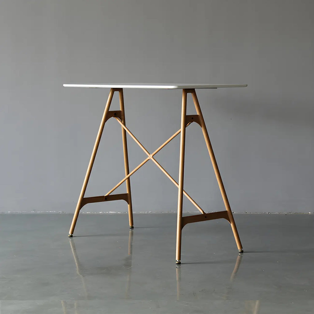 Industrial Lightweight Black Wood Wood-Tone Metal Bar Tables