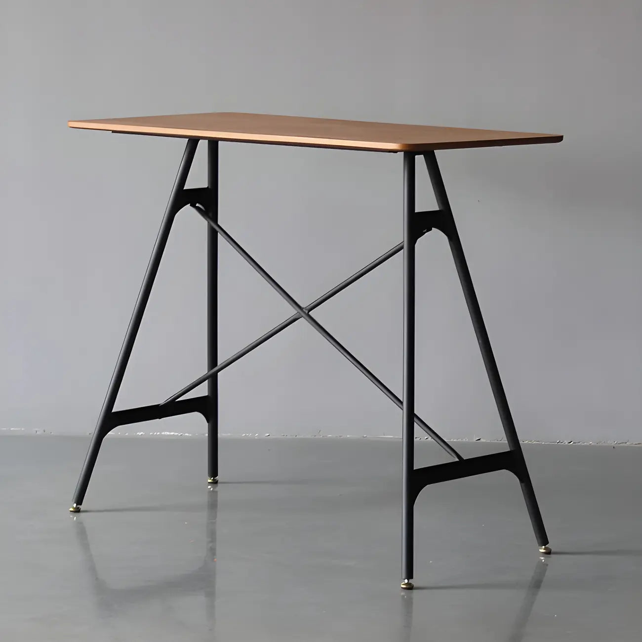 Industrial Lightweight Black Wood Wood-Tone Metal Bar Tables