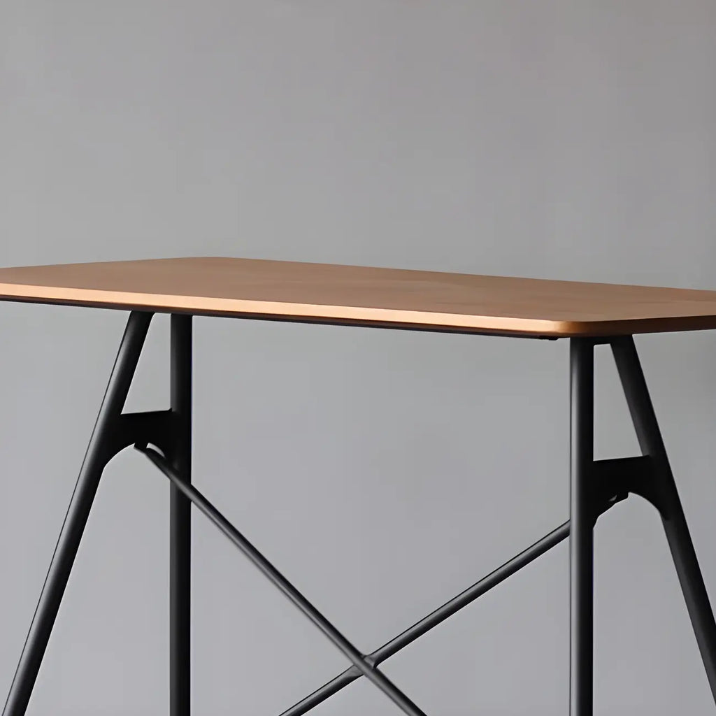 Industrial Lightweight Black Wood Wood-Tone Metal Bar Tables