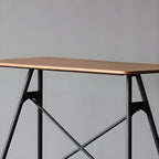 Industrial Lightweight Black Wood Wood-Tone Metal Bar Tables