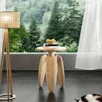 Natural Ash Wood Round Living Room Side Table Three Legs