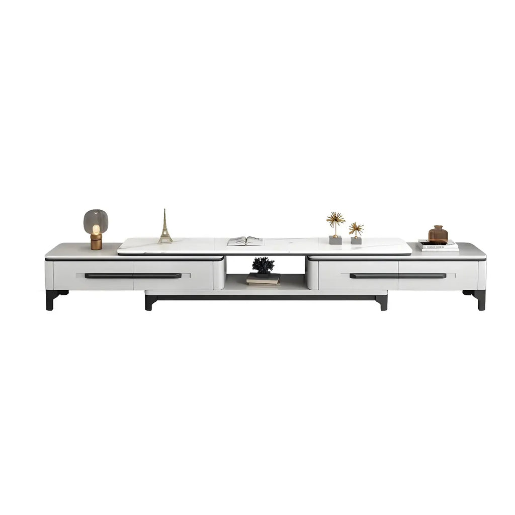 67 White Modern Stone Open Storage TV Stand with Drawers