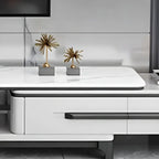 67 White Modern Stone Open Storage TV Stand with Drawers