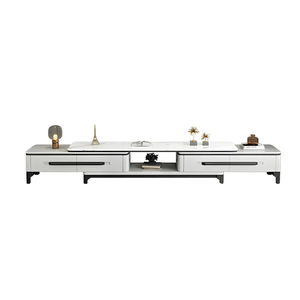 67 White Modern Stone Open Storage TV Stand with Drawers