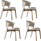 Off-White Faux Leather Brass Legs Dining Chair